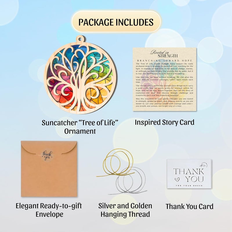 Hutato Tree of Life Ornament 2025 - Strength Ornaments Christmas Decor, Suncatcher Design Gifts for Women, Meaningful Ornaments Christmas Decoration, Gift Idea, Bauble Present, Gift Exchange Decor - Image 2